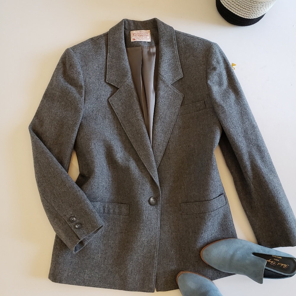 PENDLETON | Petite Wool Blazer Gray Size 8